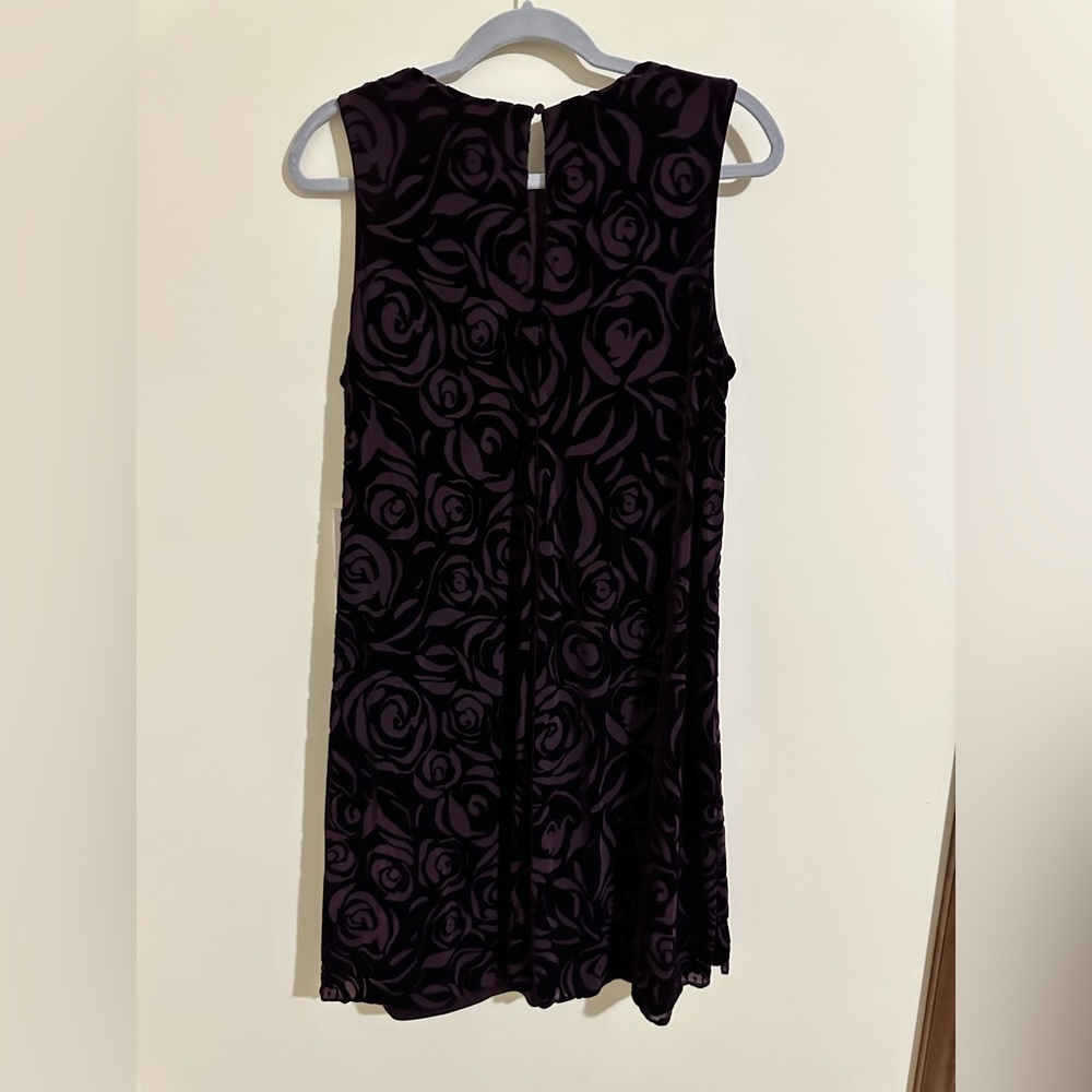 Calvin Klein Velvet Textured Mini Dress, Aubergine and Purple - Picture 2 of 3
